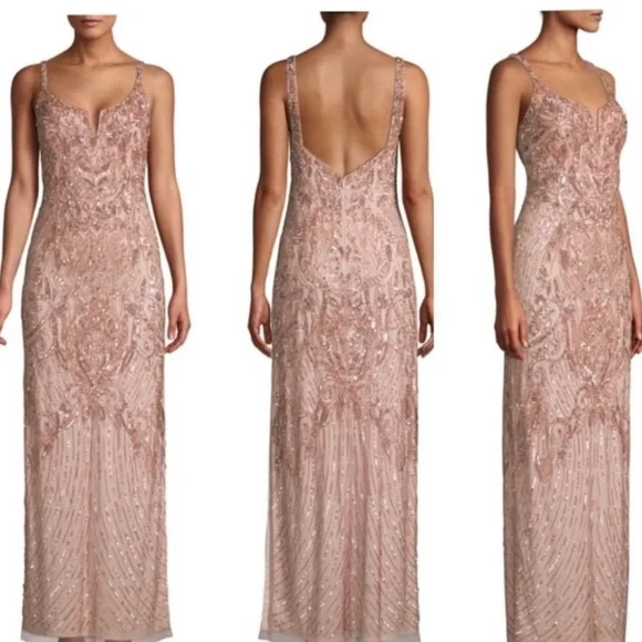 Brand new Aidan Mattox beaded V-NOTCH sleeveless long gown - Picture 5 of 17